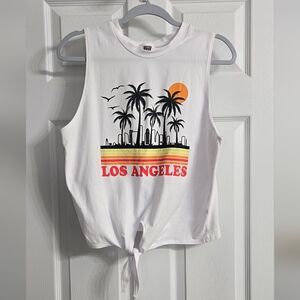 White Los Angeles Graphic Tank Top